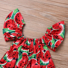Load image into Gallery viewer, Newborn Baby Girls Watermelon Printed Sleeveless Bodysuit Sunset Jumpsuit Casual Clothes for Girls
