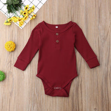 Load image into Gallery viewer, Newborn Infant Baby Girl Boy Ribbed Bodysuit  Ruffle  Long Sleeve One-Pieces Solid Jumpsuit Outfits For Girls
