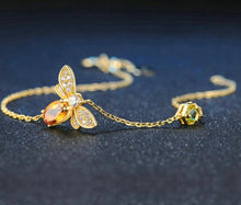 Load image into Gallery viewer, Cute Bee 925 Sterling Silver Bracelet Woman Love Gemstones Jewelry 14K Gold Plated Designer Jewelry
