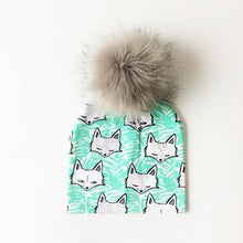 Load image into Gallery viewer, Luxury Modern Unique Toddler Boys and Girls Cartoon Printing Cotton Pompom Cap For Baby Beanie Hat With Pompon For Kids
