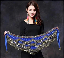 Load image into Gallery viewer, 1PC New Style Belly Dance Belt Newest Multi-color Glass Silk Velvet Dancing Belt Scarf Crystal BellyDance Waist Chain Hip Scarf
