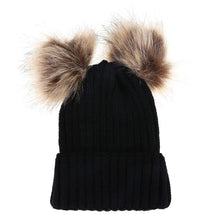 Load image into Gallery viewer, Fashion Parent-child Caps Cute Infant Baby Pom Pom Cap Winter Double Fur Ball Hat Baby Mom Warm Knitted Hat
