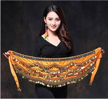 Load image into Gallery viewer, 1PC New Style Belly Dance Belt Newest Multi-color Glass Silk Velvet Dancing Belt Scarf Crystal BellyDance Waist Chain Hip Scarf
