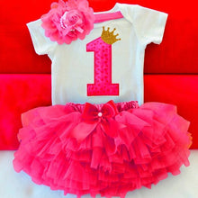 Load image into Gallery viewer, Baby First Birthday Outfits Tutu Tulle for 1 Year Party Fluffy Pink Communion Toddler Christening Gown Dresses For Girls

