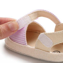 Load image into Gallery viewer, Newborn Baby Girl Striped Bow Sandals Soft Shoes Infants Anti-Slip Sneaker New Fashion Clogs 0-18M
