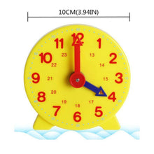 Load image into Gallery viewer, Montessori Student Learning Clock Time Teacher Gear Clock 4 Inch 12/24 Hour Plastic Mini Geared Clock, Learning Clock Classroom Kit, Clock for Kids Learning to Tell Time, Yellow Practice Clock for Kids, Teaching Clock, School Supplies
