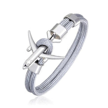 Load image into Gallery viewer, Luxury Plane Bracelets For Men and Women Charm Survival Rope Chain Paracord Bracelet Metal Airplane Hooks Summer Style
