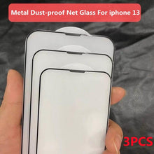 Load image into Gallery viewer, 3Pcs Dust Net Protective Glass For iPhone 13 12 11 Pro XS Max XR 12 Mini Full Cover Protector Tempered Glass on iphone 13 14 Pro  Soft Flexible Ceramic Film Screen Protector Compatible with iPhone
