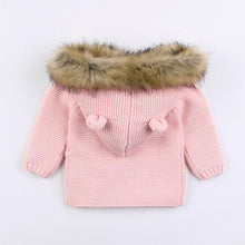 Load image into Gallery viewer, Modern Luxury Winter Warm Newborn Baby Boy Girl Knit Hooded Coat Fur Collar Jacket Clothes FOr Boys and Girls
