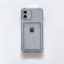 Load image into Gallery viewer, Transparent Wallet Case For iPhone 14 13 12 Pro Max Mini  Shockproof Cover with Card Slots Pockets Slim Fit Thin Protective Soft Shock-Absorbing Lightweight Wallet Case
