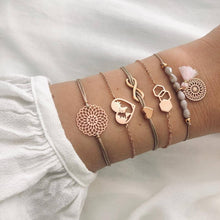 Load image into Gallery viewer, Boho Rose Map Bracelets &amp; Bangles for Women Bohemian Round  Charm Bracelet Set Fashion Multilayer Accessories Luxury Jewelry
