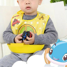 Load image into Gallery viewer, Baby Waterproof Silicone Bibs Burp Cloths Washable Roll Up Crumb Catcher Feeding Bib
