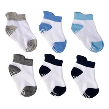 Load image into Gallery viewer, 6 Pairs Cotton Baby 's Non-slip Boat Low Cut Floor Socks With Rubber Grips For Boys &amp; Girls Sock
