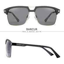 Load image into Gallery viewer, BARCUR Polarized Men’s Sunglasses – Fashionable Square Stainless Steel Frame UV400 Protection Anti-Reflective Outdoor Sports &amp; Driving Eyewear – Original Design Casual Style with Premium Polycarbonate Lenses
