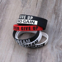 Load image into Gallery viewer, Silicone Rubber Band Elastic Inspirational Motivation Bracelets Never Give Up Perfect Gift For Men And Women Cool Fashion Style
