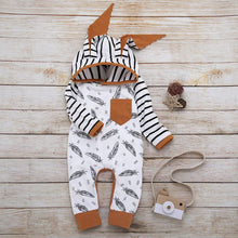 Load image into Gallery viewer, Modern Newborn Baby Boy Clothes Feather T shirt Tops Strip Pants Set For Kids
