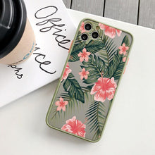 Load image into Gallery viewer, Green Leaves Plant Flower Phone Case for iphone 11 12 13 14 Pro Max Hard Back Shockproof Cover Floral Tropical Design with Slim Glossy Green Palm Leaves Pattern Case
