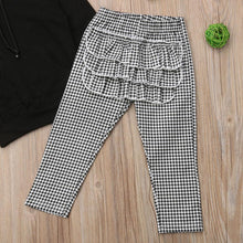 Load image into Gallery viewer, 1-6Y Winter Toddler Baby Girls Clothes Sets, Hooded Pullover Black Tops and Ruffles Plaid Pants Headband In Modern New Style
