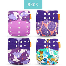 Load image into Gallery viewer, 4pcs/set Washable Eco-Friendly Cloth Diaper Cover Adjustable Nappy Cloth Diapers Cloth Nappy For Baby Boys and Grils Baby
