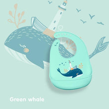 Load image into Gallery viewer, Cute Cartoon Print Baby Bibs Waterproof Soft Silicone Baby Feeding Stuff Dinosaur Pattern Bib For Kids
