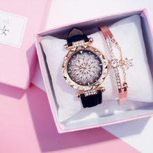 Load image into Gallery viewer, Women Elegant Popular Watch Set Starry Sky Ladies Bracelet Watch Casual Leather Sports Quartz Wristwatch For Women and Girls
