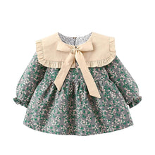 Load image into Gallery viewer, Modern Retro Girl Dress  For Winter Newborn Infant Dress Fashion Cute Cotton Floral Bow baby Party Dress
