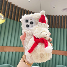 Load image into Gallery viewer, Cute Fluffy Santa 3D Teddy Bear Plush Christmas Case For Iphone 13 12 11 Pro Xs Max X Xr 7 8 Plus Se3 Shockproof Soft Cover  Super Soft Winter Warm Funny Rabbit Ears Faux Fur Plush Fluffy Cover
