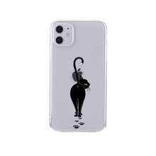 Load image into Gallery viewer, Cute Cartoons Black Cat Transparent Phone Cover For Iphone 14 14promax 14plus 13promax 13 12 11 Shockproof Clear Phone Case Adorable Soft Girls Print Cat Design Clear Cute Flexible Silicone Phone Case
