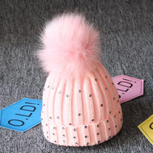 Load image into Gallery viewer, Fashion TrendBaby Girls Lovely Winter Warm Fur kintted Pompom Beanies Cap For Winter In Elegant Style
