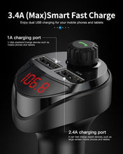 Load image into Gallery viewer, Black Car Charger FM Transmitter Bluetooth Car Audio MP3 Player TF Card Car Kit 3.4A Dual USB Car Phone Charger
