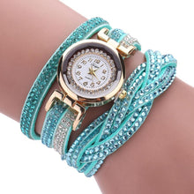 Load image into Gallery viewer, Fashion Casual Gold Quartz Women Rhinestone Watch Braided Leather Bracelet Watch Gift Ladies Wristwatch For Ladies  and Women
