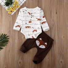 Load image into Gallery viewer, Luxury Modern Trend Style Newborn Baby Boy Girl Fox print Tops Romper Long Pants Autumn Outfits Clothes For Girls And Boys
