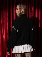 Load image into Gallery viewer, Halloween Gothic Solid Color Lace-Up Long Sleeve Knit Sweater | NCS
