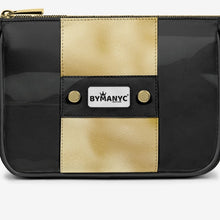 Load image into Gallery viewer, Handbag BYMANYC ® New York – Couture Vegan Vertical Band in Black &amp; Gold Luxe
