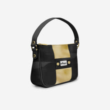 Load image into Gallery viewer, Handbag BYMANYC ® New York – Couture Vegan Vertical Band in Black &amp; Gold Luxe
