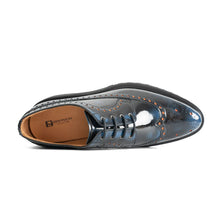 Load image into Gallery viewer, Handmade Chunky - sole Brogue Shoes Blue
