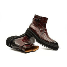 Load image into Gallery viewer, Handmade Nile Croc Chelsea Boots with Buckle
