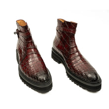 Load image into Gallery viewer, Handmade Nile Croc Chelsea Boots with Buckle
