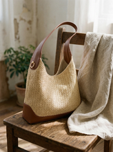 Load image into Gallery viewer, Artisanal Handwoven Colorblock Bucket Bag for Effortless Coastal Style
