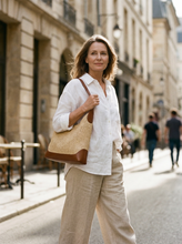 Load image into Gallery viewer, Artisanal Handwoven Colorblock Bucket Bag for Effortless Coastal Style
