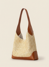 Load image into Gallery viewer, Artisanal Handwoven Colorblock Bucket Bag for Effortless Coastal Style
