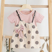 Load image into Gallery viewer, Modern Luxury Baby Girl Summer Party Clothing Cherry Dot Princess Dresses Bow Hat Outfits For Girls
