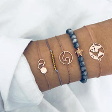 Load image into Gallery viewer, Fashion Bohemia Leaf Round Knot Cuff Bangle Gold Chain Charm Bracelet  for Women Simple Geometric Bracelets Luxury Jewelry
