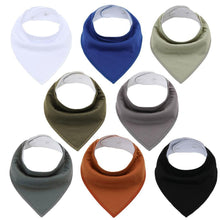 Load image into Gallery viewer, 8PCS/SET Comfortable Colorful 100% Organic Cotton Adjustable Snaps Bandana Saliva Bibs For Baby Boys &amp; Girls Kids

