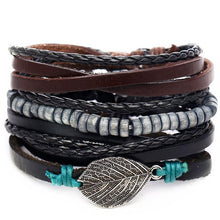 Load image into Gallery viewer, BOHO Tibet Stone Feather Multilayer Leather Bracelet Eye Fish Charms Beads Bracelets For Men Vintage Punk Wrap Wristband Cool Jewelry
