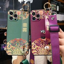 Load image into Gallery viewer, Ultra Luxury Case Cute Flower Design with Ring Kickstand Soft Crossbody Phone Cover for iPhone 13 14 Pro Max Case Fashion Crossbody Shoulder Strap Flower Leaf Phone Holder Cover for iPhone 12 11 X XR XS 7 8 Plus

