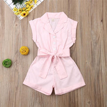Load image into Gallery viewer, Baby Girls Clothes Sleeveless Turn-down Collar One-Pieces Romper Solid Color Girls Jumpsuit Dress for Girls

