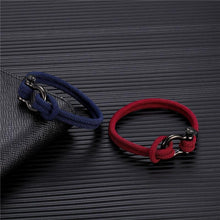 Load image into Gallery viewer, Modern Elegant Rope Luxury Navy Style Camping Bracelet For Men And Women With Black Stainless Steel New Fashion
