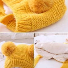 Load image into Gallery viewer, Handmade Modern Trend Winter  Christmas Knitted Baby Hat Cute Double Pompom Infant Baby Boy Girl Cap Ear Protection Hats Kids Children Cap
