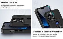 Load image into Gallery viewer, Slide Camera Cover Kickstand Card Wallet Case for iPhone11 X XS 8  Shockproof Protective Phone Case  Wallet Case for iPhone With Sliding Camera Case With Kickstand Magnetic Adjustable Ring Holder

